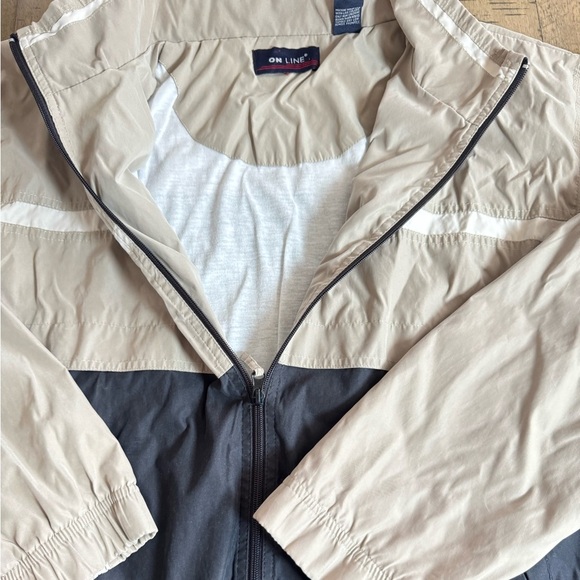Tan and Black Windbreaker Jacket with Full-Length Zipper - Picture 3 of 8